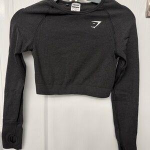 Gymshark Women's Charcoal Long Sleeve Crop Top